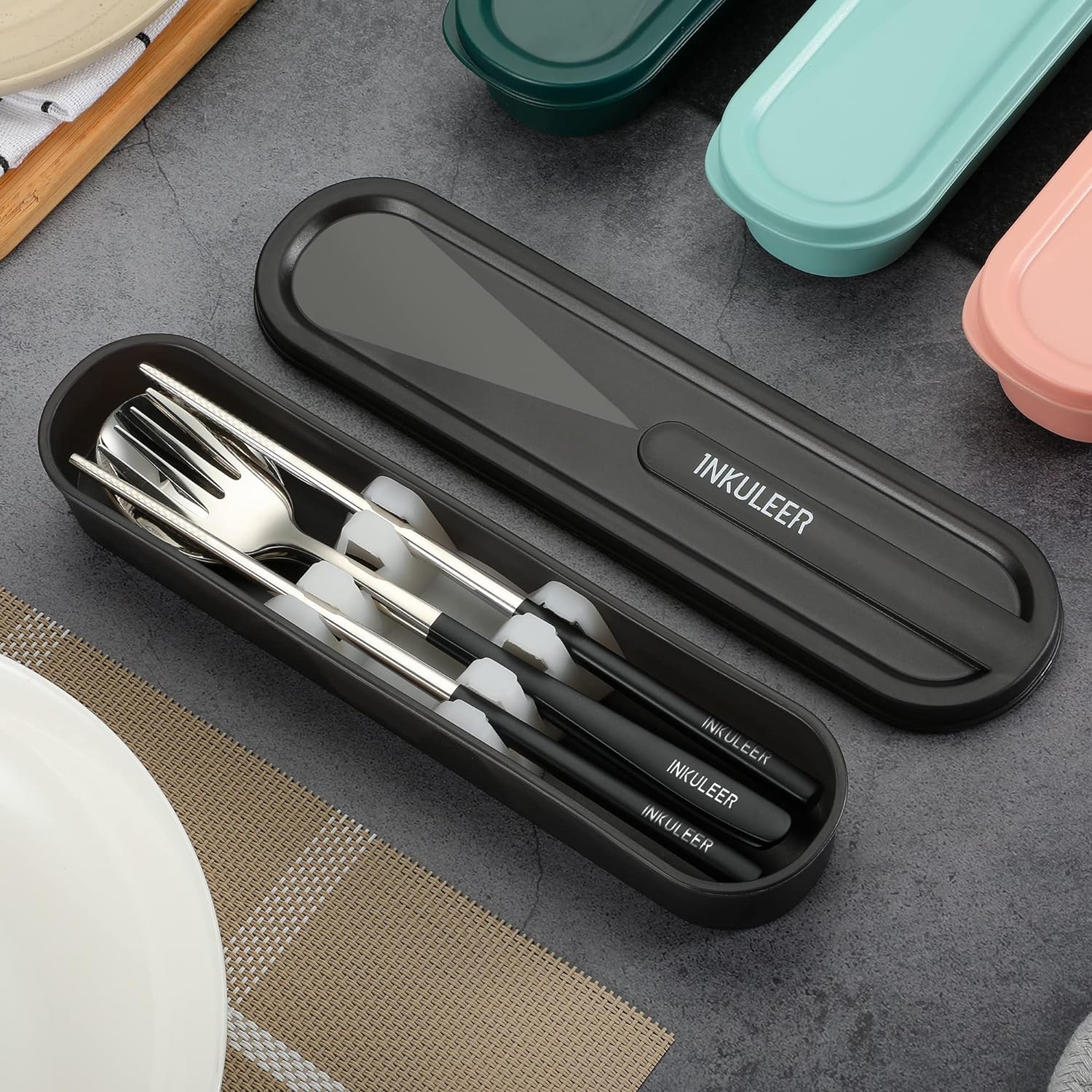 Travel cutlery set, Stainless Steel Cutlery, Reusable utensils set with case, Portable Silverware -18/8 Travel cutlery set, Stainless Steel Cutlery, Reusable utensils set with case, Portable Silverware -18/8